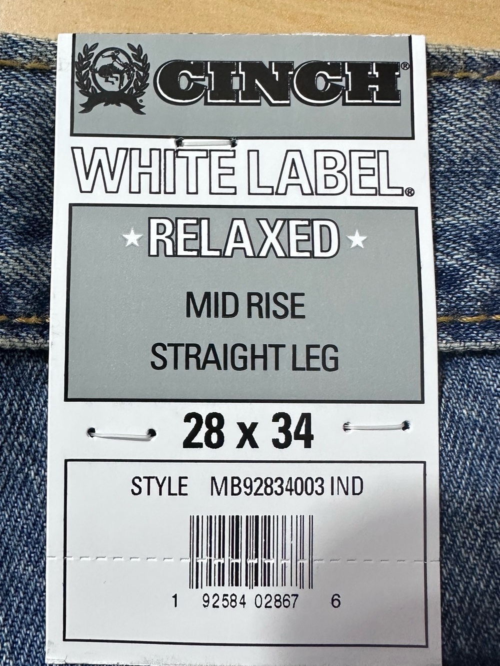 NWT Cinch White Label Men's 28X34 Straight Leg Relaxed Mid Rise Jeans Western - Picture 3 of 4